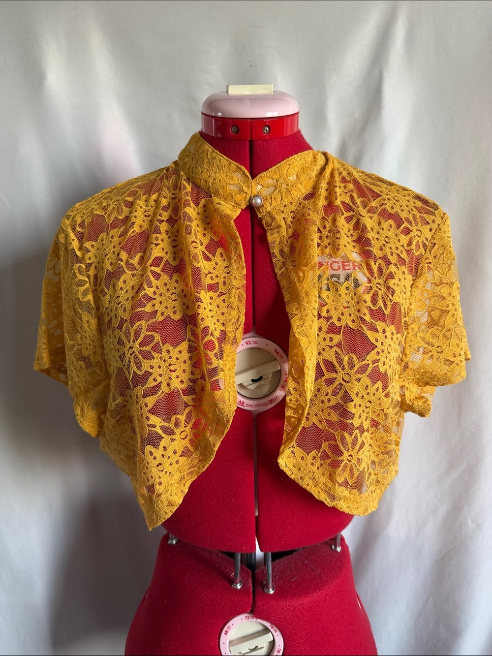Allegra K Yellow Lace Bolero Shrug